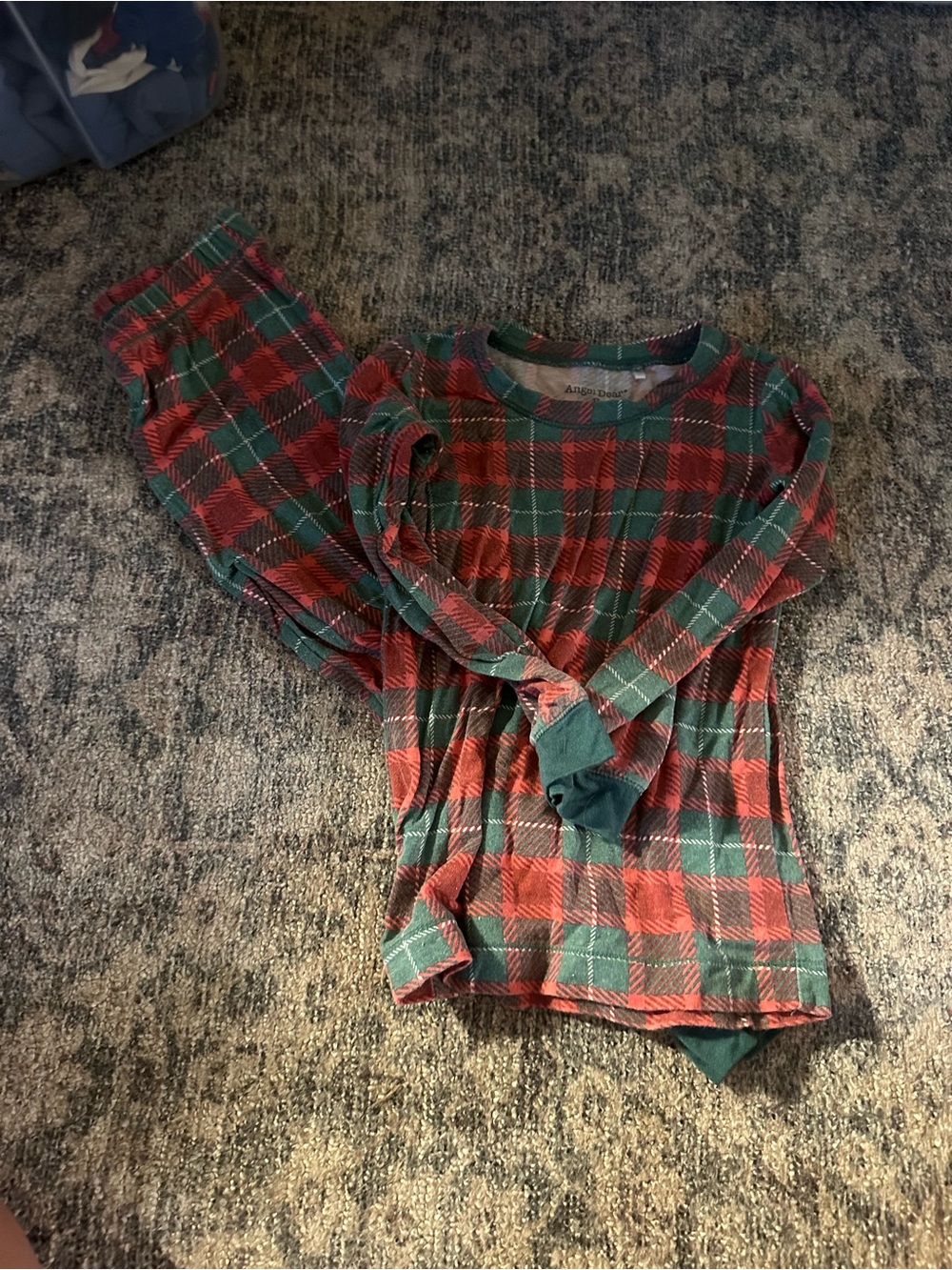Angel Dear Red and Green Plaid Kids Pajama Set